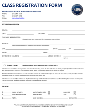 NAIFA Class Registration Form