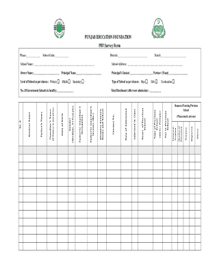 PUNJAB EDUCATION FOUNDATION PEF Survey Form