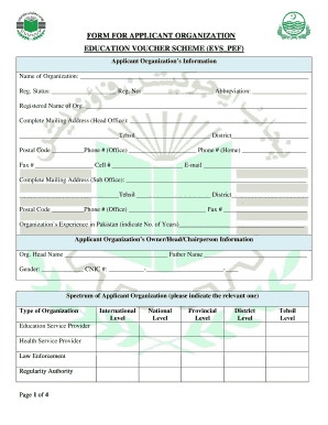 Education Voucher Scheme Application Form