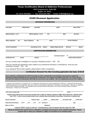 Texas CCDS Renewal Application
