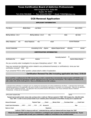 Texas CCS Renewal Application