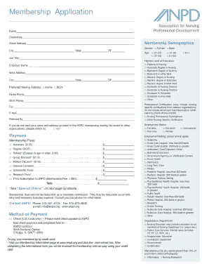 Nursing Professional Development Membership Application