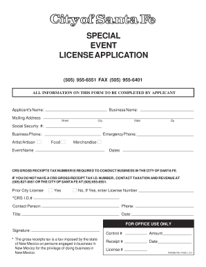 Santa Fe Special Event License Application