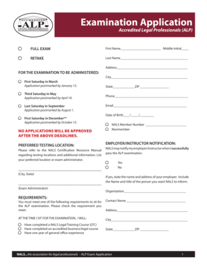 Accredited Legal Professional Exam Application