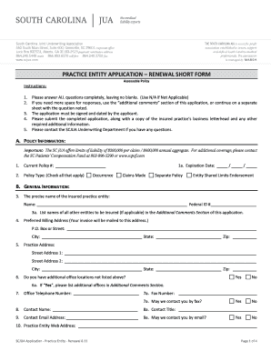 SCJUA Practice Entity Renewal Application