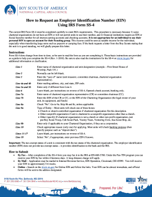 IRS Form SS-4 for Employer Identification Number