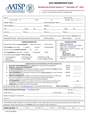 AATSP Membership Dues Form 2015