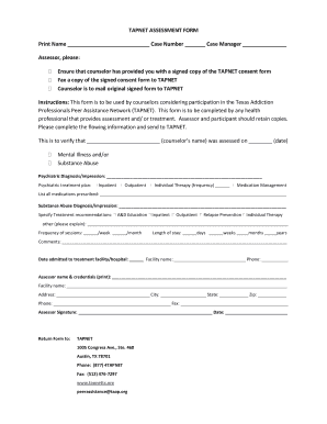 TAPNET Assessment Form
