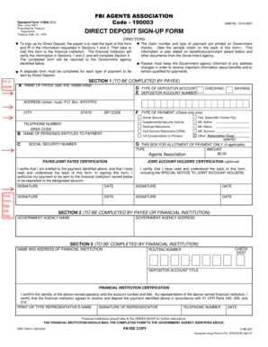 FBI Agents Association Direct Deposit Sign-Up Form