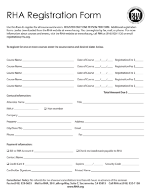 RHA Registration Form