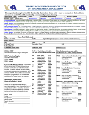 Virginia Counselors Association Membership Application