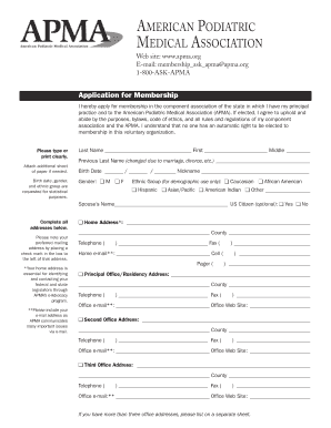 American Podiatric Medical Association Membership Application