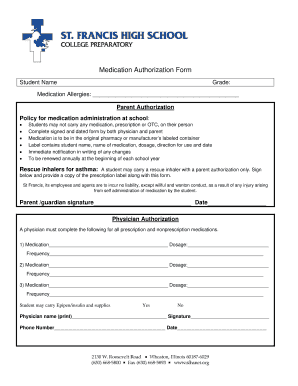 Medication Authorization Form