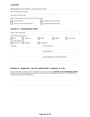 AAOHN Biographical Conflict of Interest Form