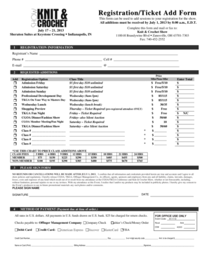 Registration/Ticket Add Form