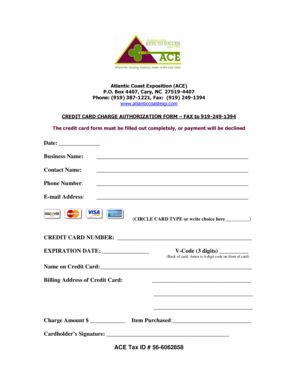 Credit Card Charge Authorization Form