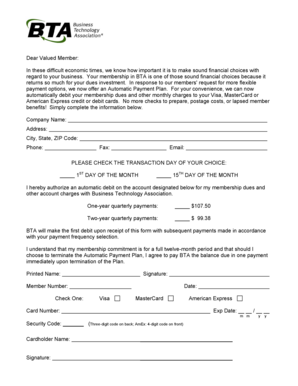 BTA Automatic Payment Plan Authorization