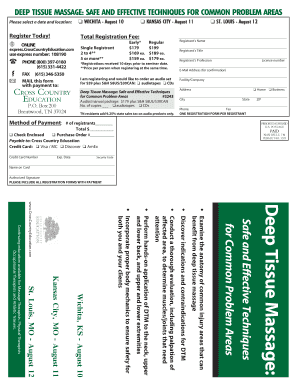 Deep Tissue Massage Registration Form