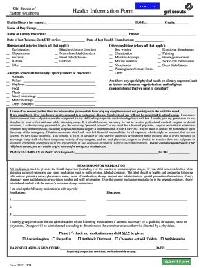 Girl Scouts Health Information Form
