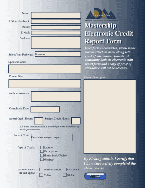 ADAA Credit Report Form