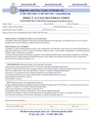 Direct Access Endoscopy Referral Form