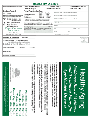 Healthy Aging Seminar Registration Form