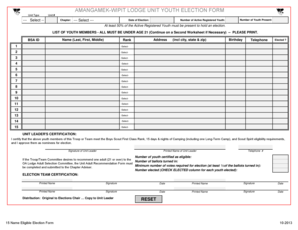Boy Scouts of America Lodge Unit Youth Election Form