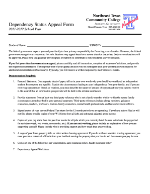 Dependency Status Appeal Form