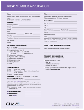 CLMA New Member Application Form