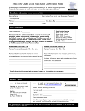 Minnesota Credit Union Foundation Contribution Form