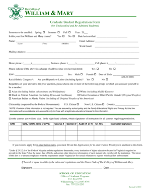 Graduate Student Registration Form