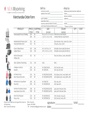 Merchandise Order Form