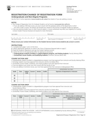 UBC Registration Change Form
