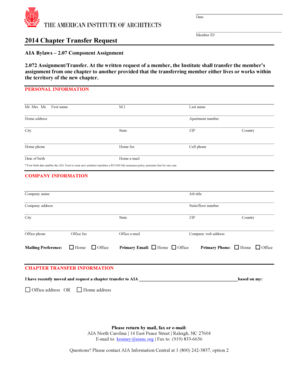 AIA Chapter Transfer Request Form