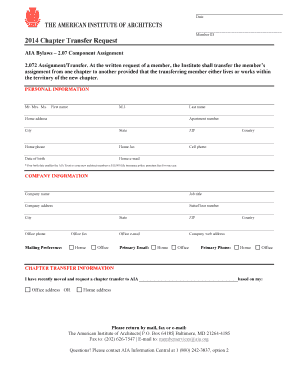 AIA Chapter Transfer Request Form