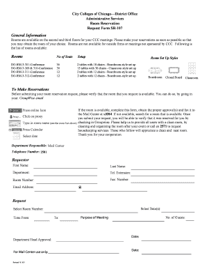 City Colleges of Chicago Room Reservation Request Form