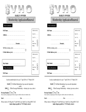 Harley Owners Membership Application/Renewal