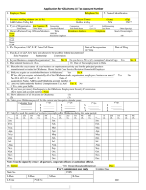 Oklahoma UI Tax Account Number Application