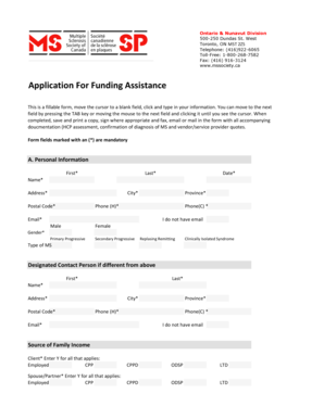 Application For Funding Assistance