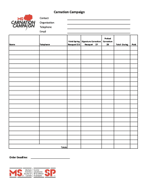 Carnation Campaign Order Form