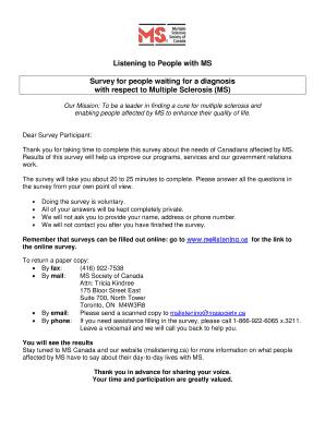Multiple Sclerosis Survey for Canadians