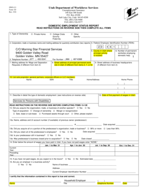 Utah Domestic Employment Status Report