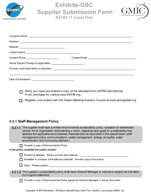 iCompli Supplier Submission Form