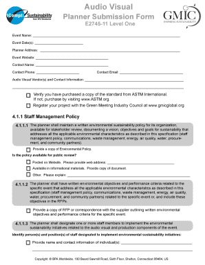 Audio Visual Planner Submission Form