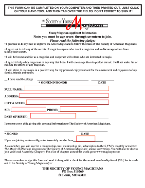 Young Magician Applicant Form
