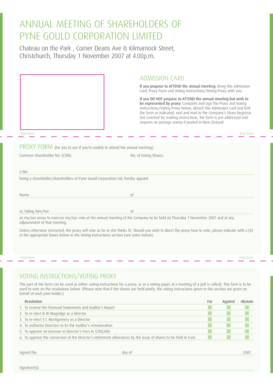Pyne Gould Corporation Annual Meeting Proxy Form