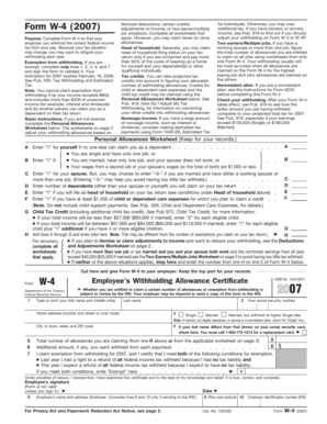 Form W-4 (2007) Employee's Withholding Allowance Certificate