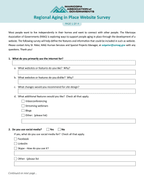 Regional Aging in Place Website Survey