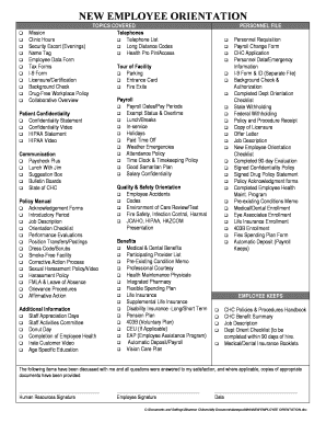 New Employee Orientation Checklist