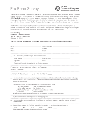 Pro Bono Tax Attorney Survey Form